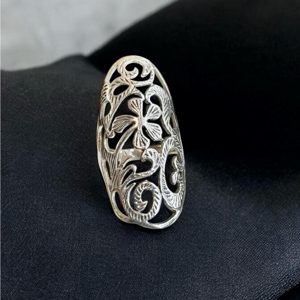 Floral Filigree Sterling Silver Ring